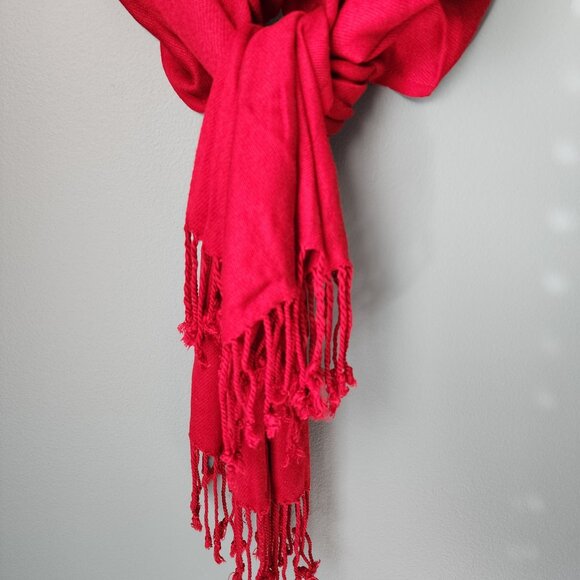 Red Jumbo Pashmina Wrap Scarf - Picture 3 of 7